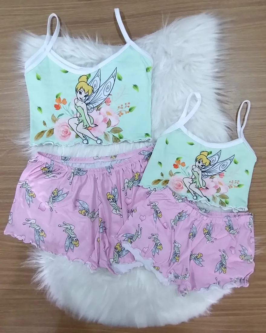 Kit mãe e filha com estampa da Sininho